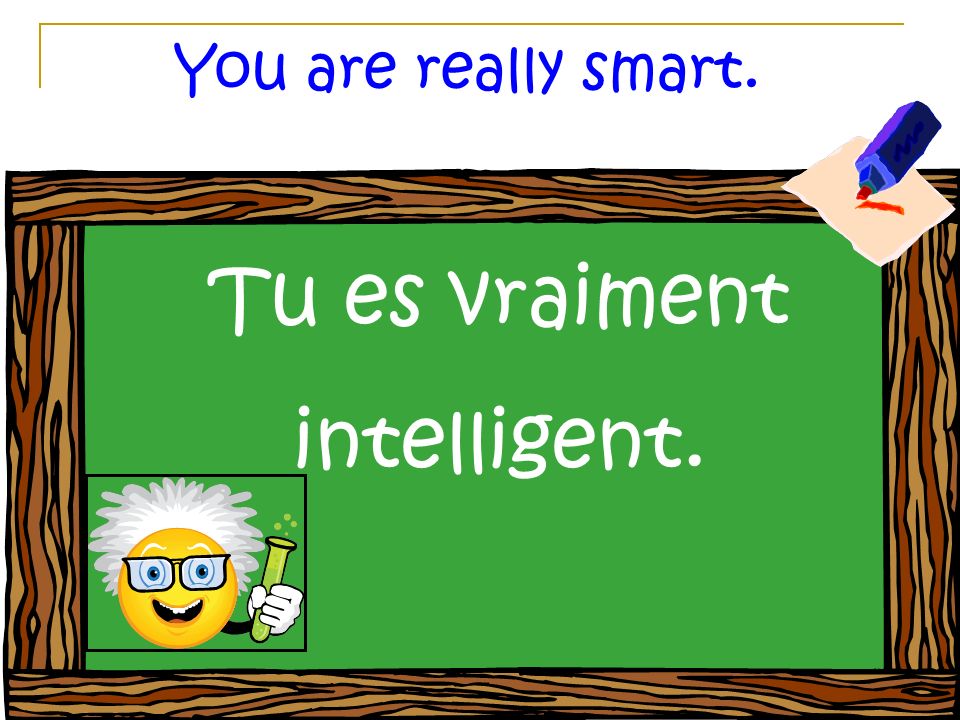 You are really smart. Tu es vraiment intelligent.