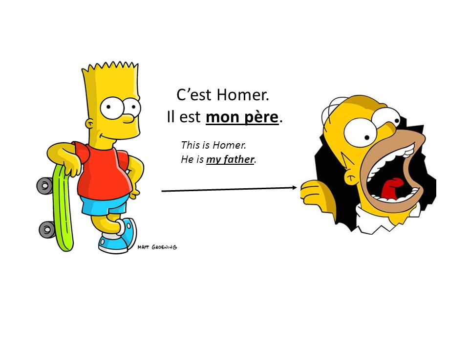 Cest Homer. Il est mon père. This is Homer. He is my father.