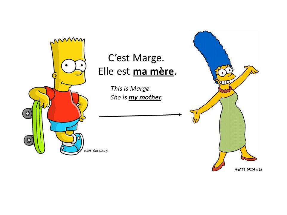 Cest Marge. Elle est ma mère. This is Marge. She is my mother.