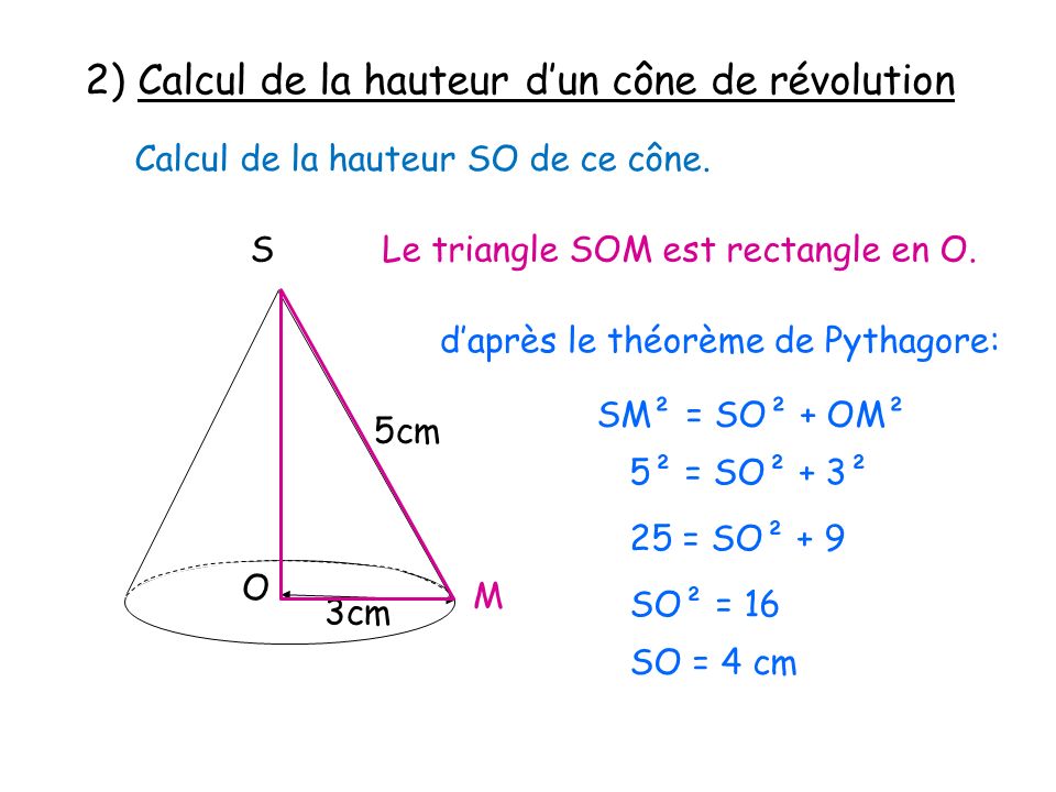 comment trouver la hauteur d un cone