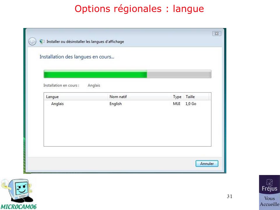31 Options régionales : langue
