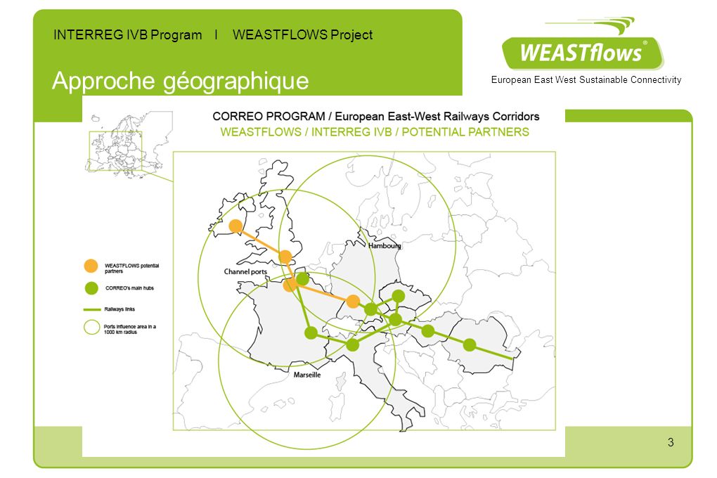 3 Approche géographique European East West Sustainable Connectivity INTERREG IVB Program I WEASTFLOWS Project