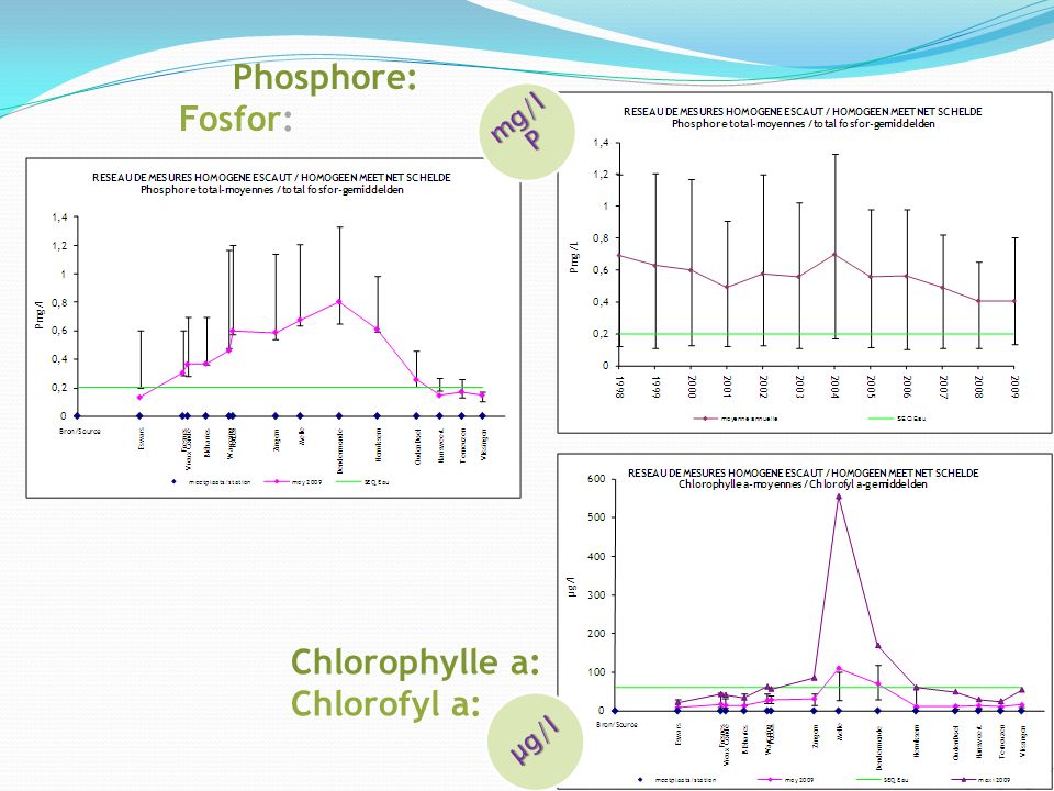 Chlorophylle a: Chlorofyl a: Phosphore: Fosfor: mg/l P µg/l