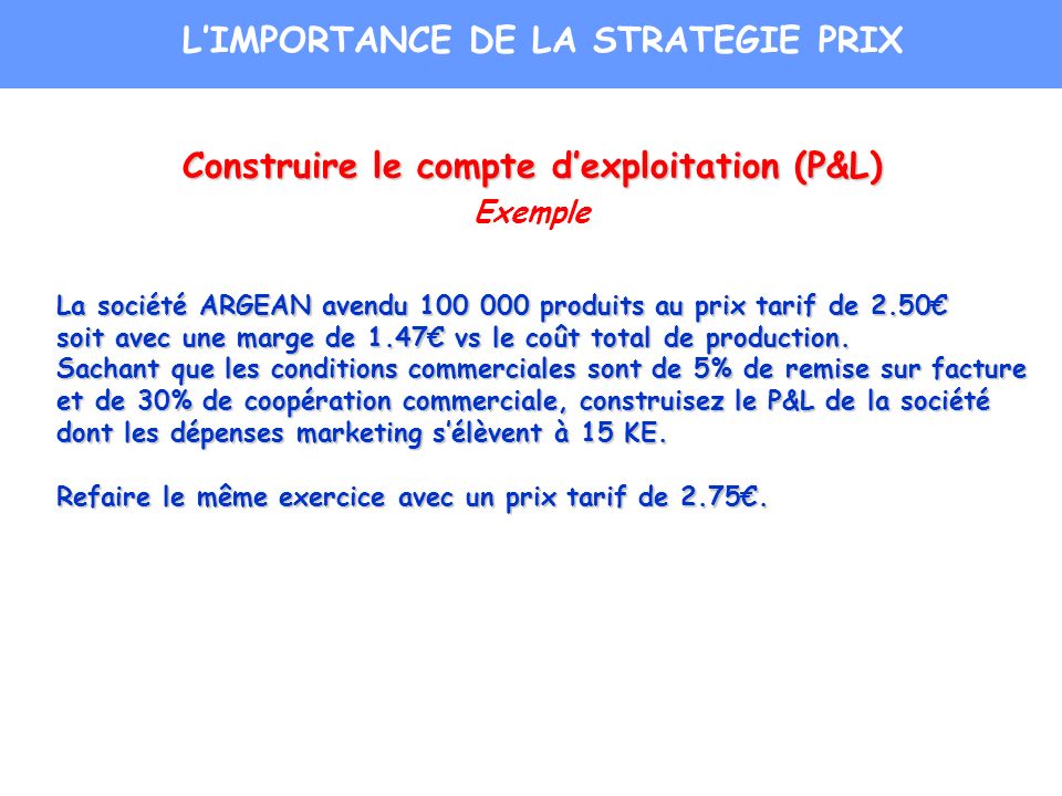 comment construire un p&l