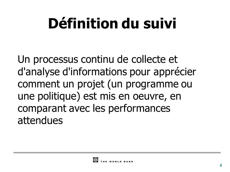 Définition suivi évaluation