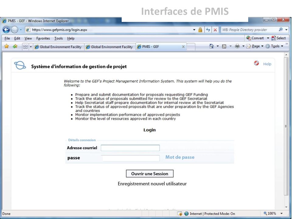Interfaces de PMIS