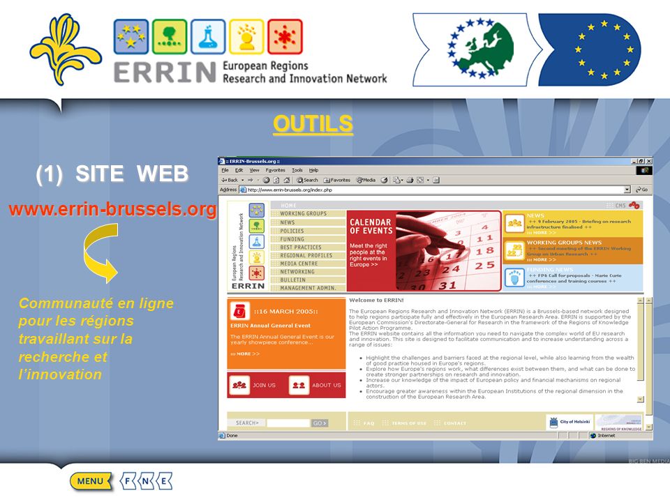 OUTILS (1) SITE WEB   Communauté en ligne pour les régions travaillant sur la recherche et linnovation