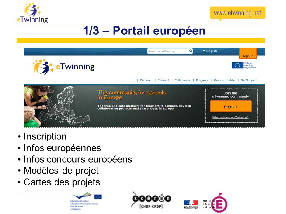 1/3 – Portail européen Inscription Infos européennes Infos concours européens Modèles de projet Cartes des projets