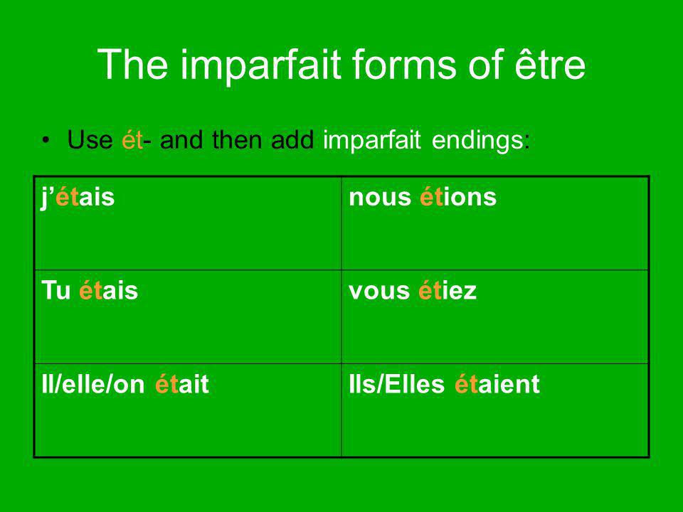 The chart below indicates the proper endings to add for each subject pronoun (after finding the nous forms stem).