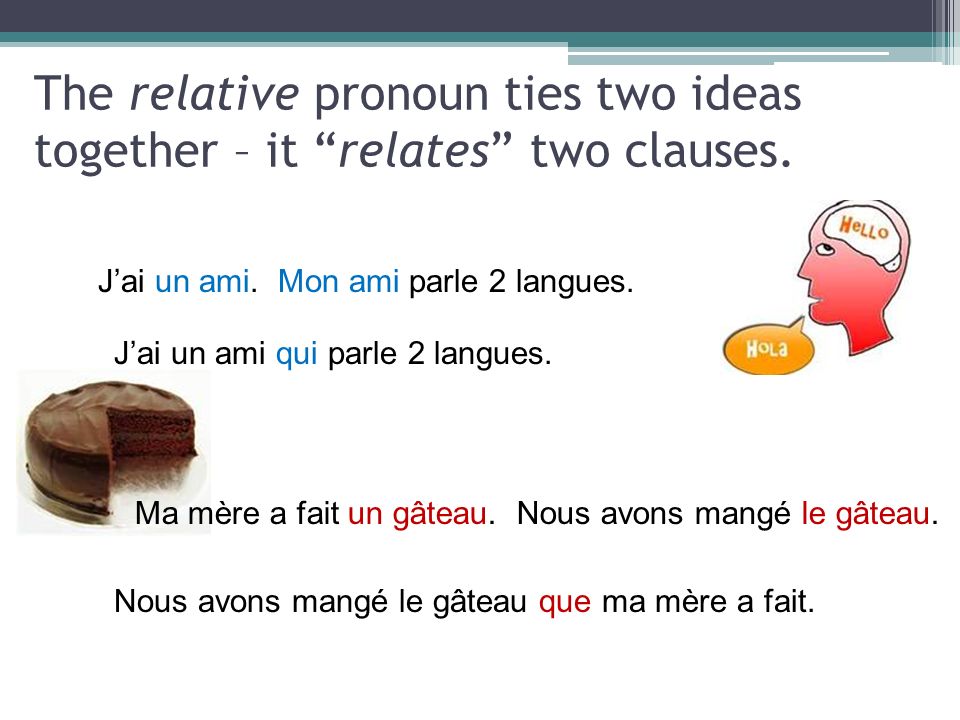 The relative pronoun ties two ideas together – it relates two clauses.