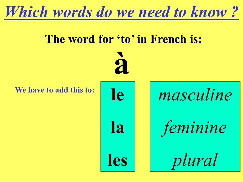 How we say to the in French changes. Whats the problem.