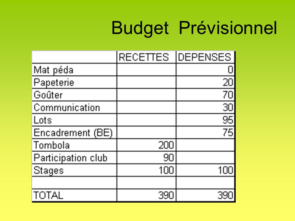 Budget Prévisionnel