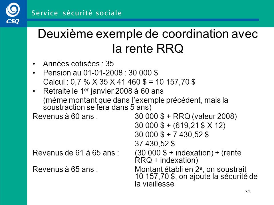 exemple de calcul rrq