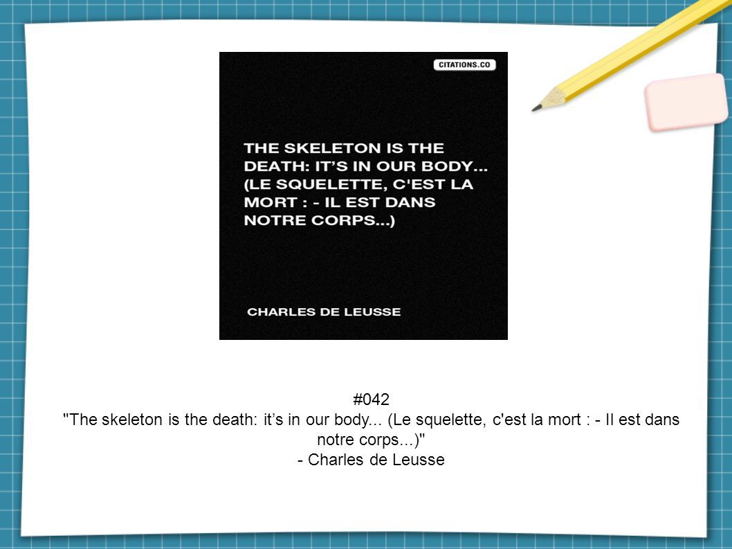 #042 The skeleton is the death: it’s in our body...
