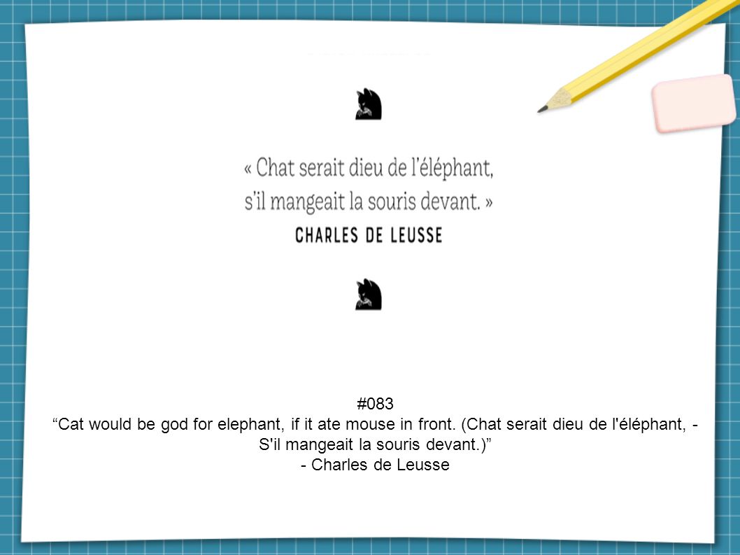 #083 Cat would be god for elephant, if it ate mouse in front.