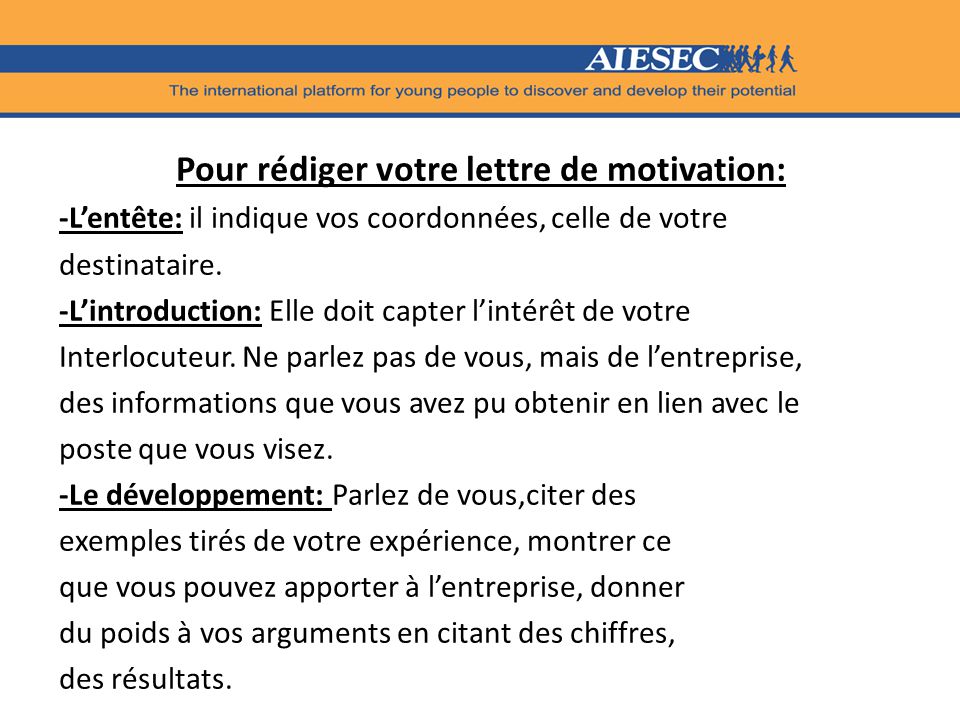 proposition rencontre lettre motivation