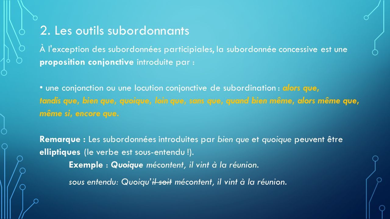 LA SUBORDONNÉE CIRCONSTANCIELLE DE CONCESSION OBJECTIF RECONNAÎTRE