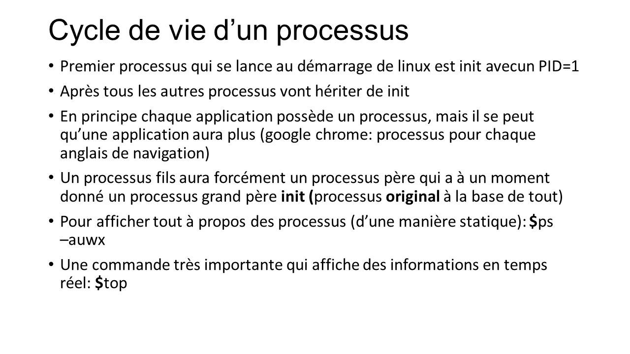 Processus Sous Linux Les Options De La Commande Ps Les Options L