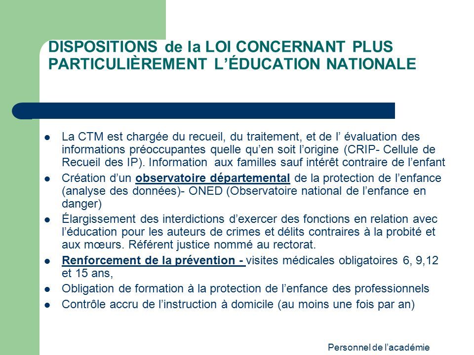 GROUPE PROTECTION DE LENFANCE sensibilisation des équipes Académie de