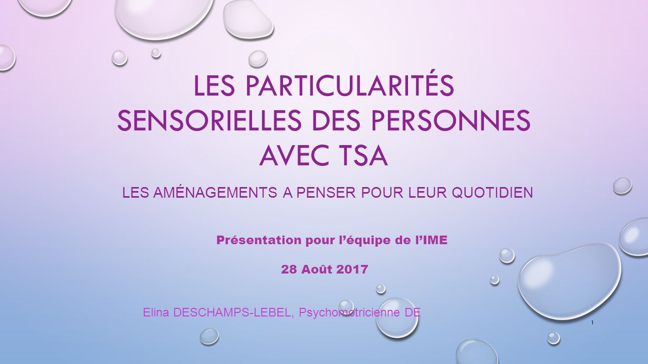 LES PARTICULARITÉS SENSORIELLES DES PERSONNES AVEC TSA LES AMÉNAGEMENTS