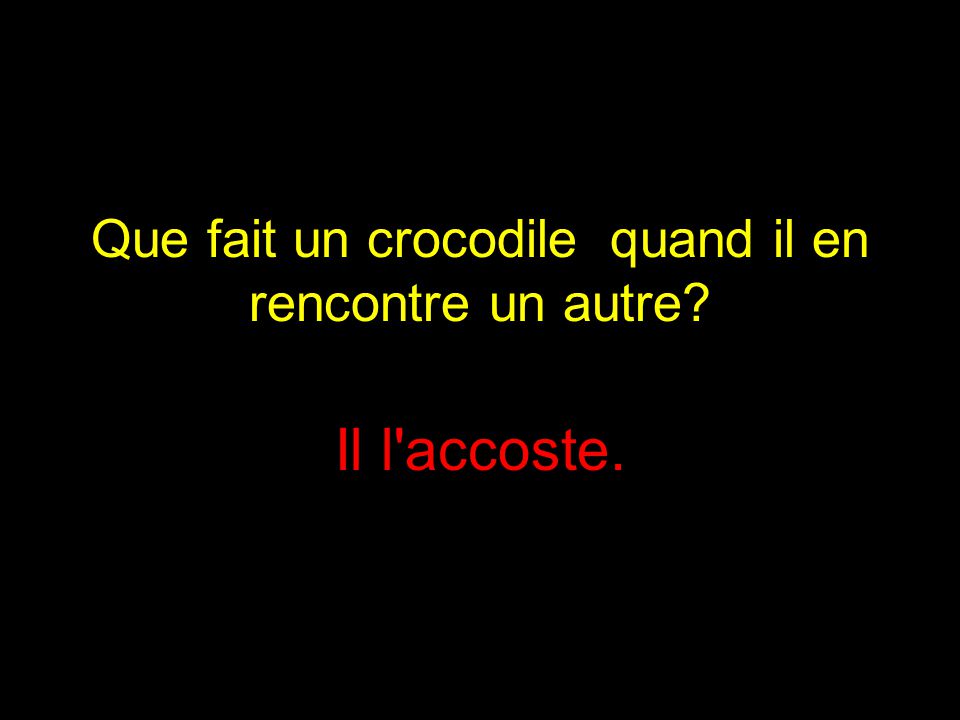 que fais un crocodile quand il en rencontre un autre