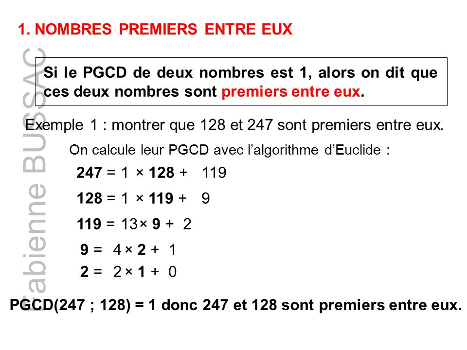 comment savoir que 2 nombres sont premiers entre eux