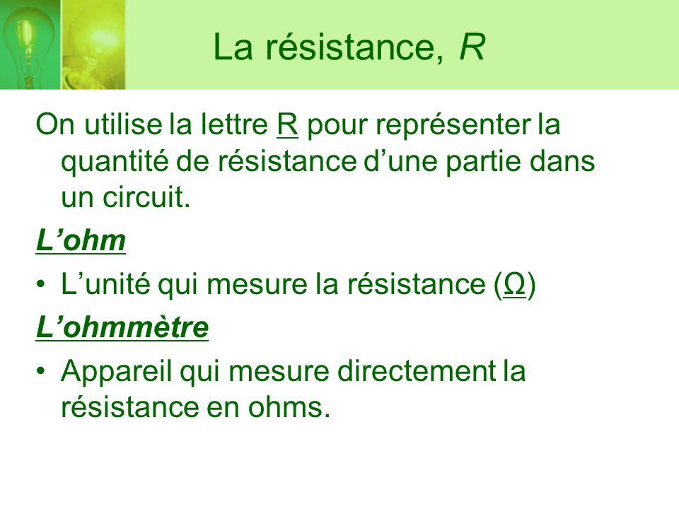 Unité de résistance 3 lettres