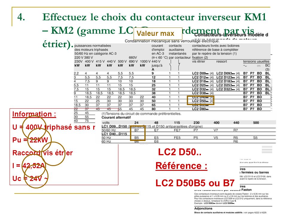 Exercice choix contacteur