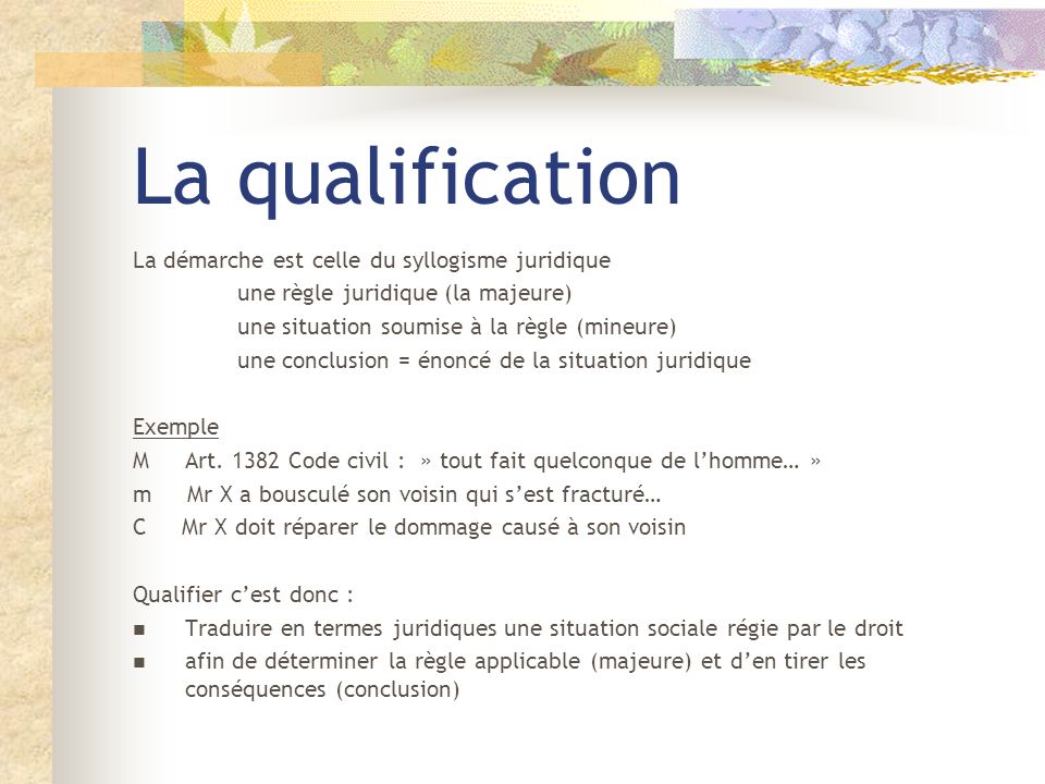 exemple de qualification juridique