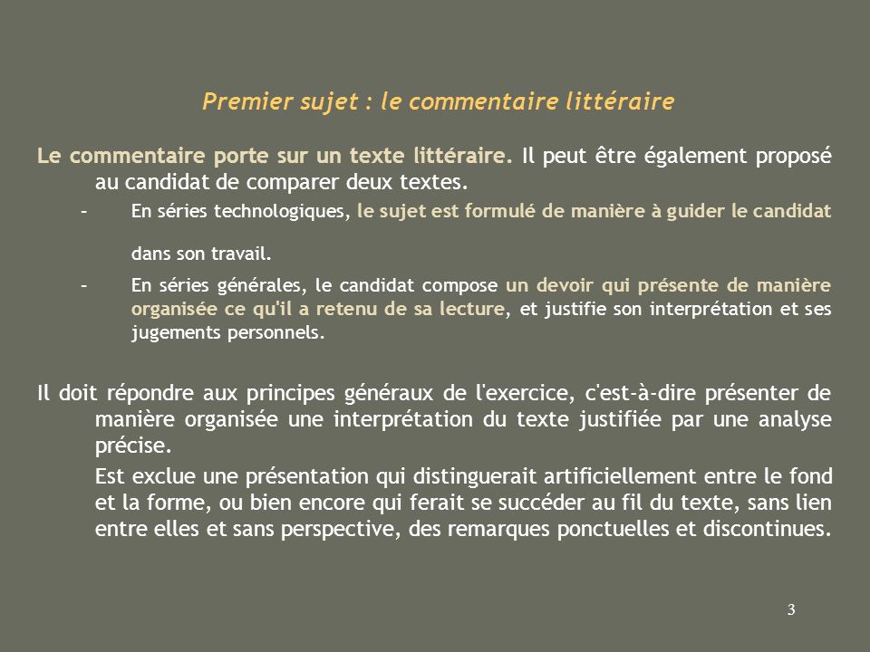 Dissertation Et Commentaire Littraire
