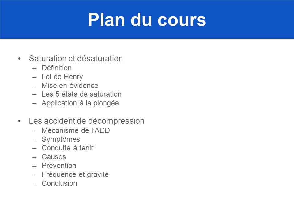 ⚡Présentation "NIVEAU II COURS DE PLONGEE n°3 LES ACCIDENTS DE