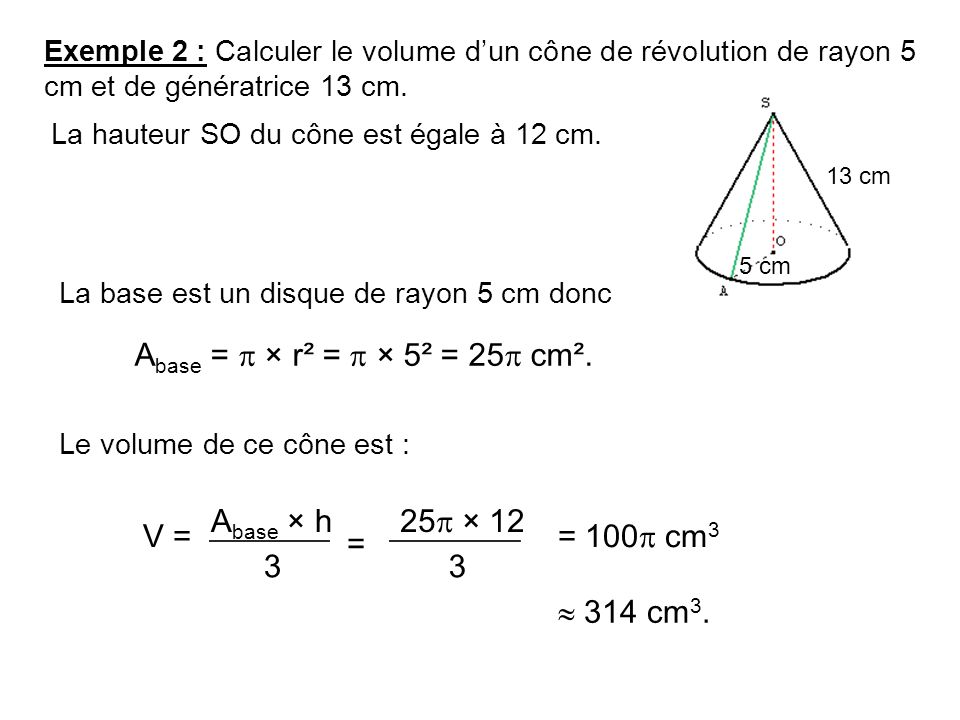 Calculer le rayon d'un cone