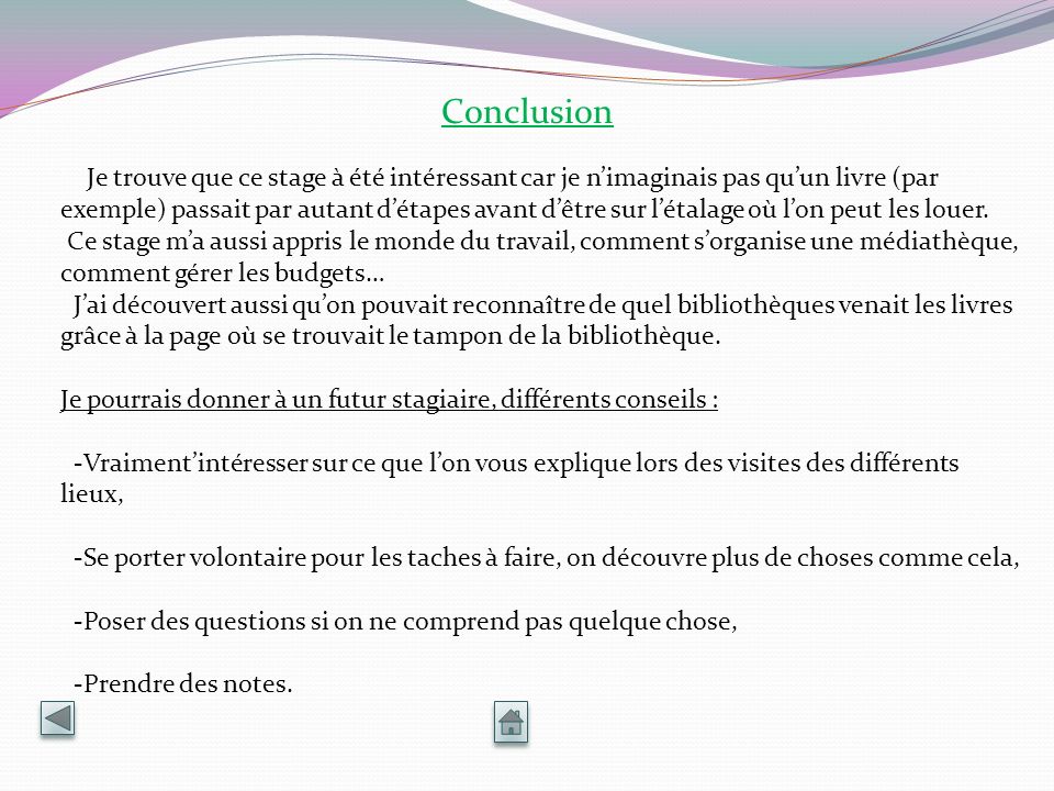 exemple de conclusion de rapport de stage