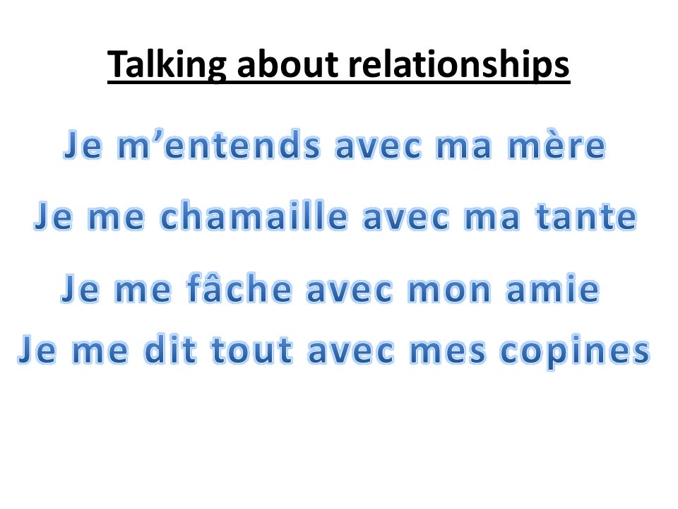 Talking about relationships