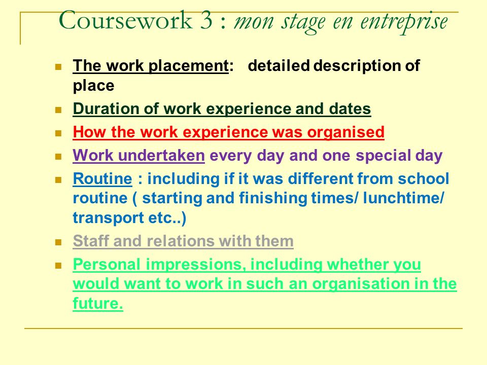 Account of a holiday french coursework