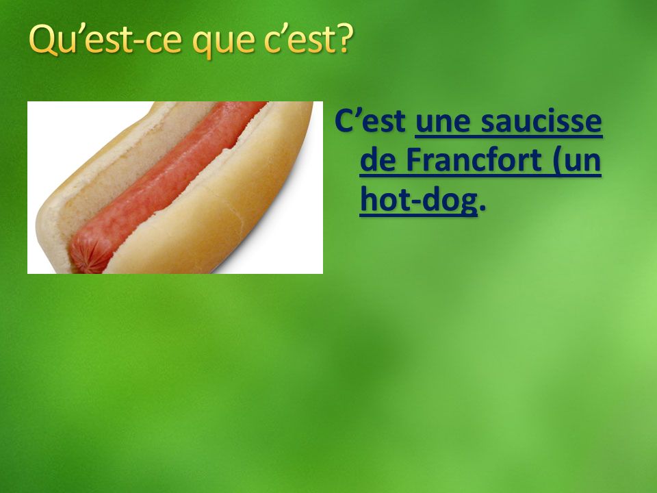 Cest une saucisse de Francfort (un hot-dog.