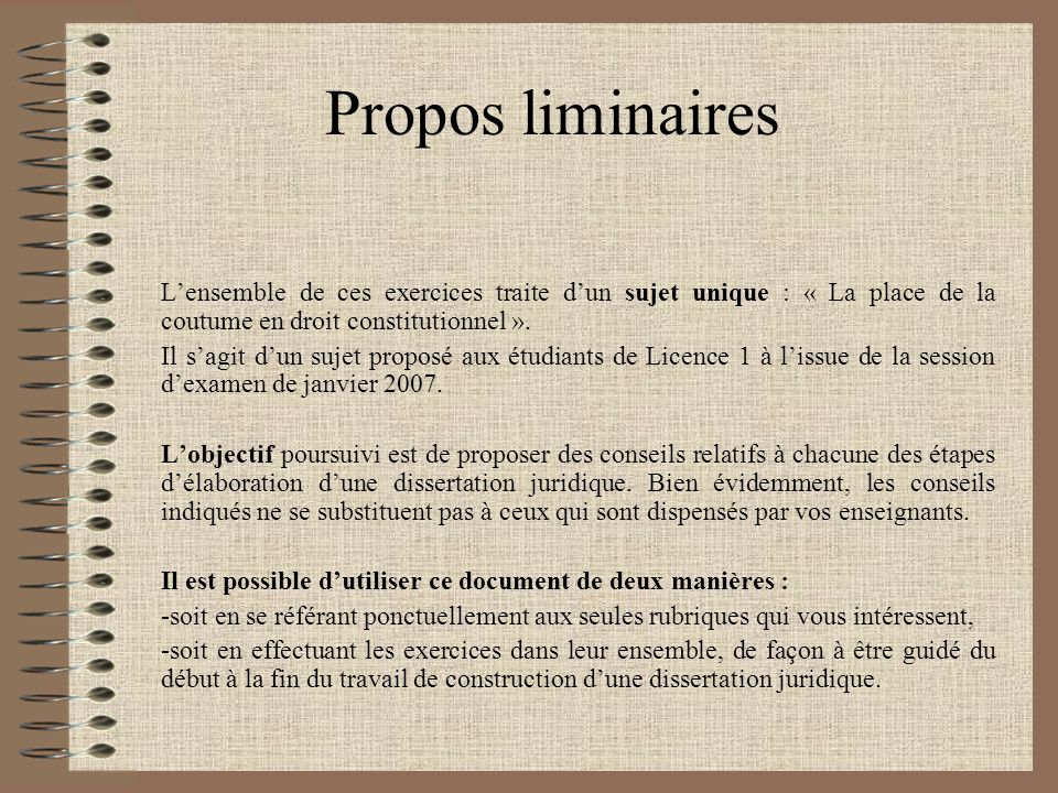 comment traiter un sujet de dissertation juridique