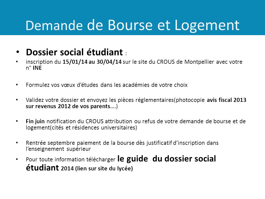 Demande de Bourse et Logement Dossier social étudiant : inscription ... Demande de Bourse et Logement Dossier social étudiant : inscription ...