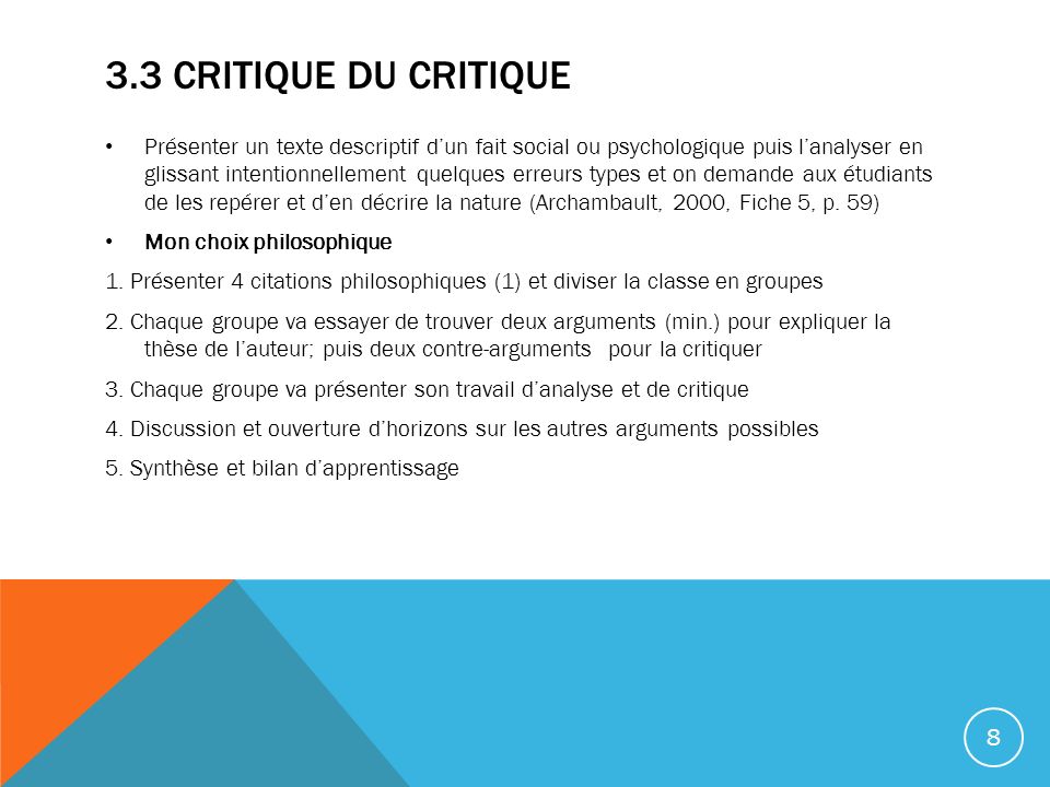 Types of critique