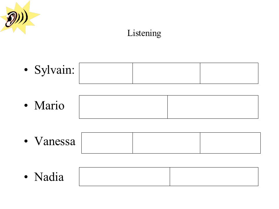 Sylvain: Mario Vanessa Nadia Listening