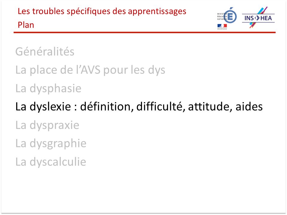 Les troubles spécifiques du langage et des apprentissages TSLA