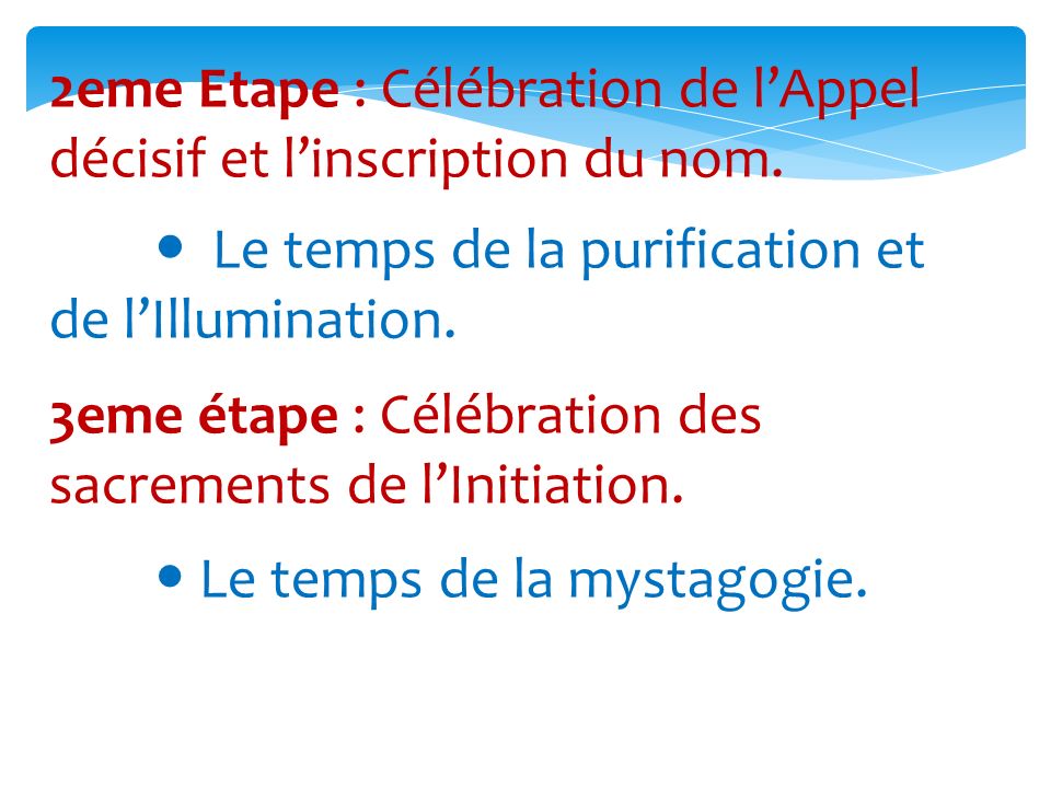 2eme Etape : Célébration de l’Appel décisif et l’inscription du nom.