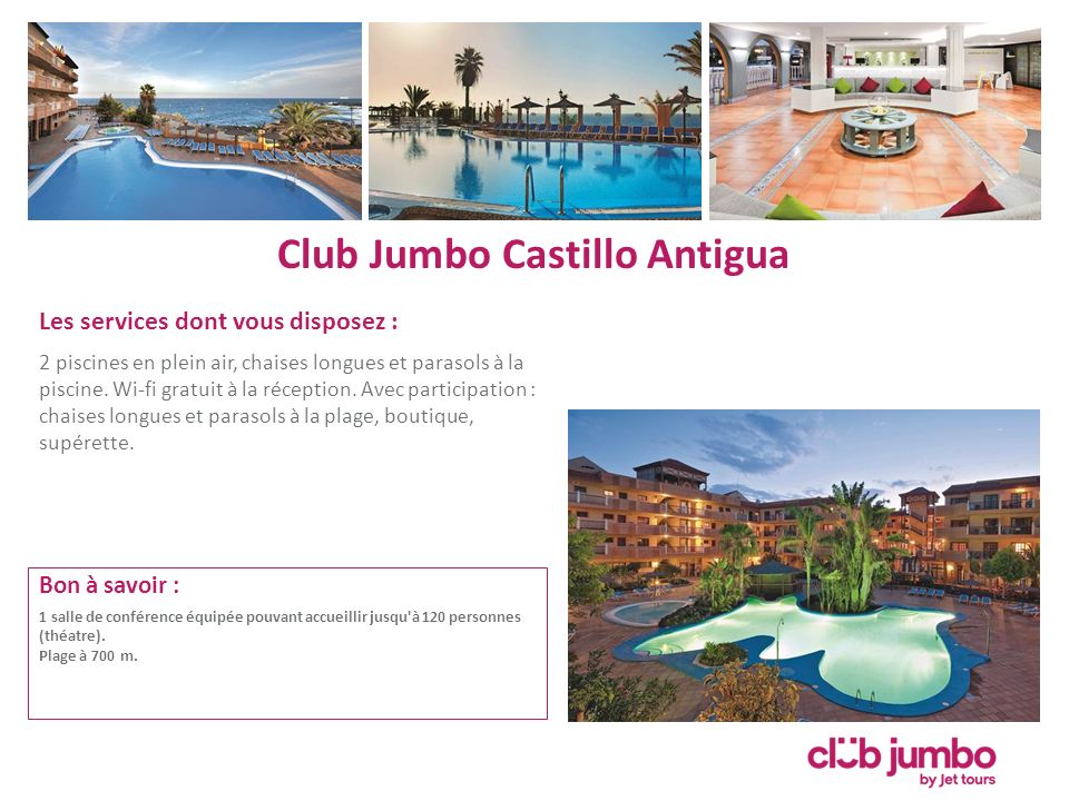 Club Jumbo Castillo Antigua Les services dont vous disposez : 2 piscines en plein air, chaises longues et parasols à la piscine.