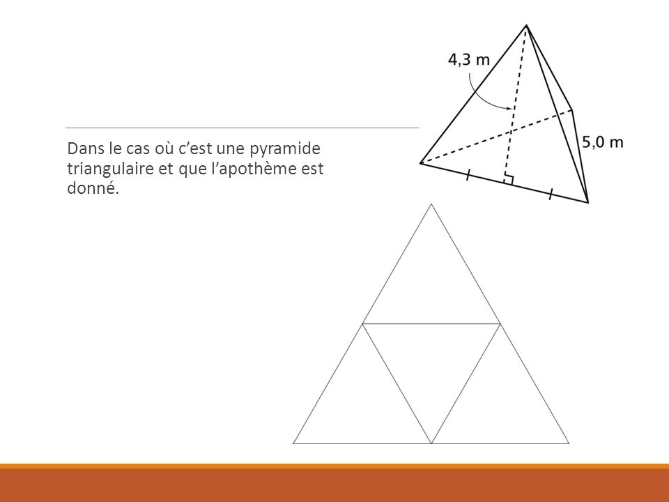 Dans le cas où c’est une pyramide triangulaire et que l’apothème est donné.