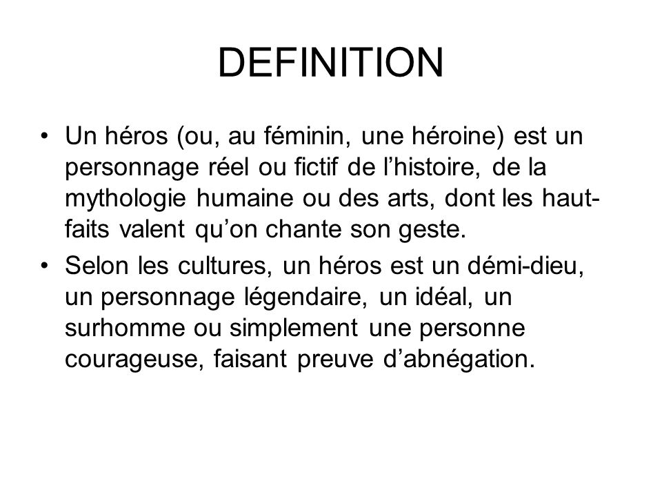 definition mythe et heros