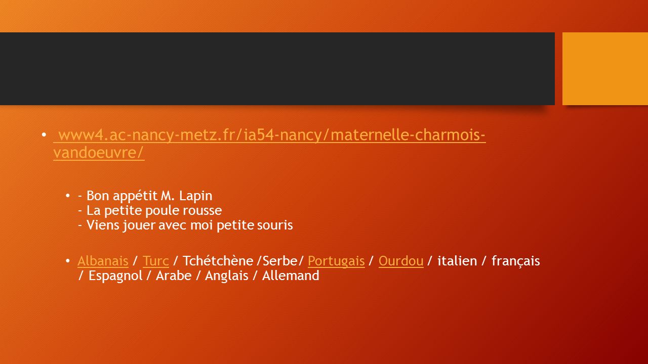 www4.ac-nancy-metz.fr/ia54-nancy/maternelle-charmois- vandoeuvre/ www4.ac-nancy-metz.fr/ia54-nancy/maternelle-charmois- vandoeuvre/ - Bon appétit M.