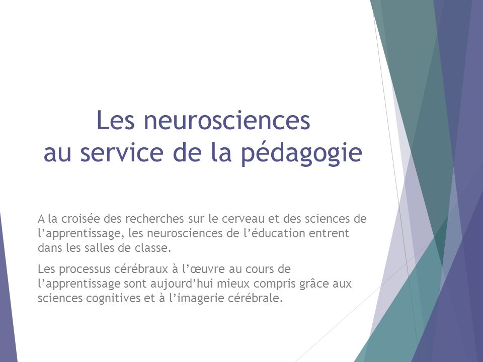 Les neurosciences au service de la pédagogie A la croisée des recherches sur le cerveau et des sciences de l’apprentissage, les neurosciences de l’éducation entrent dans les salles de classe.