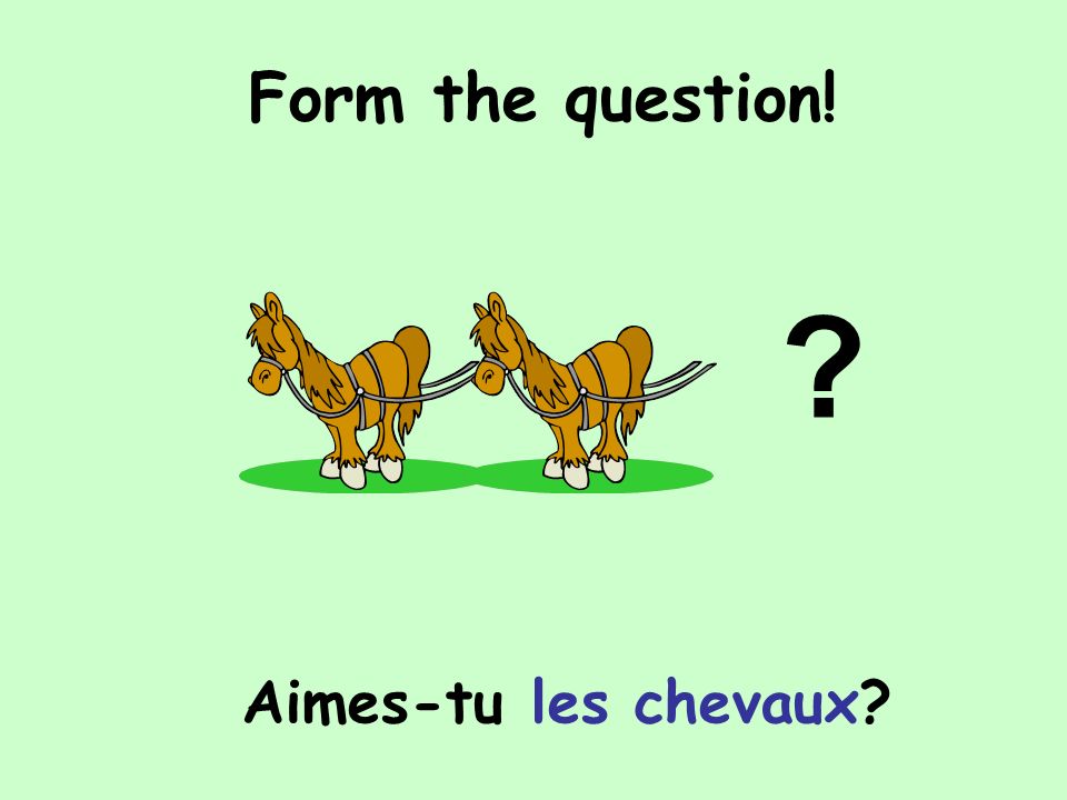 Form the question! Aimes-tu les chevaux