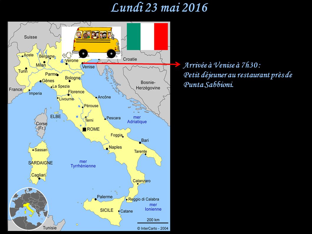 Lundi 23 mai 2016 Arrivée à Venise à 7h30 : Petit déjeuner au restaurant près de Punta Sabbioni.