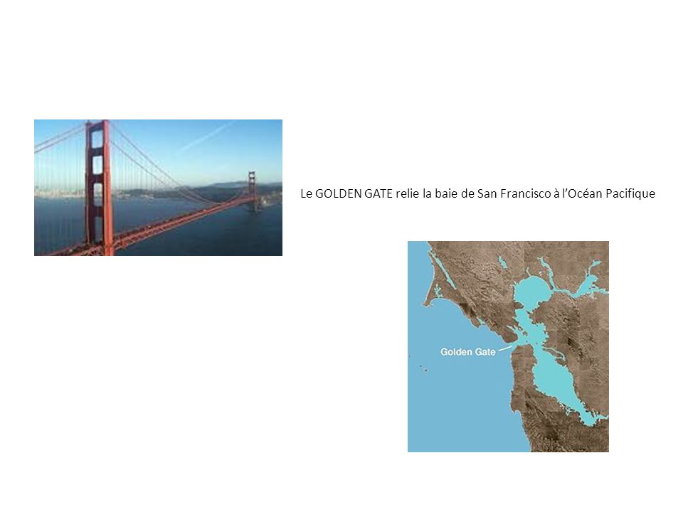 Le GOLDEN GATE relie la baie de San Francisco à l’Océan Pacifique